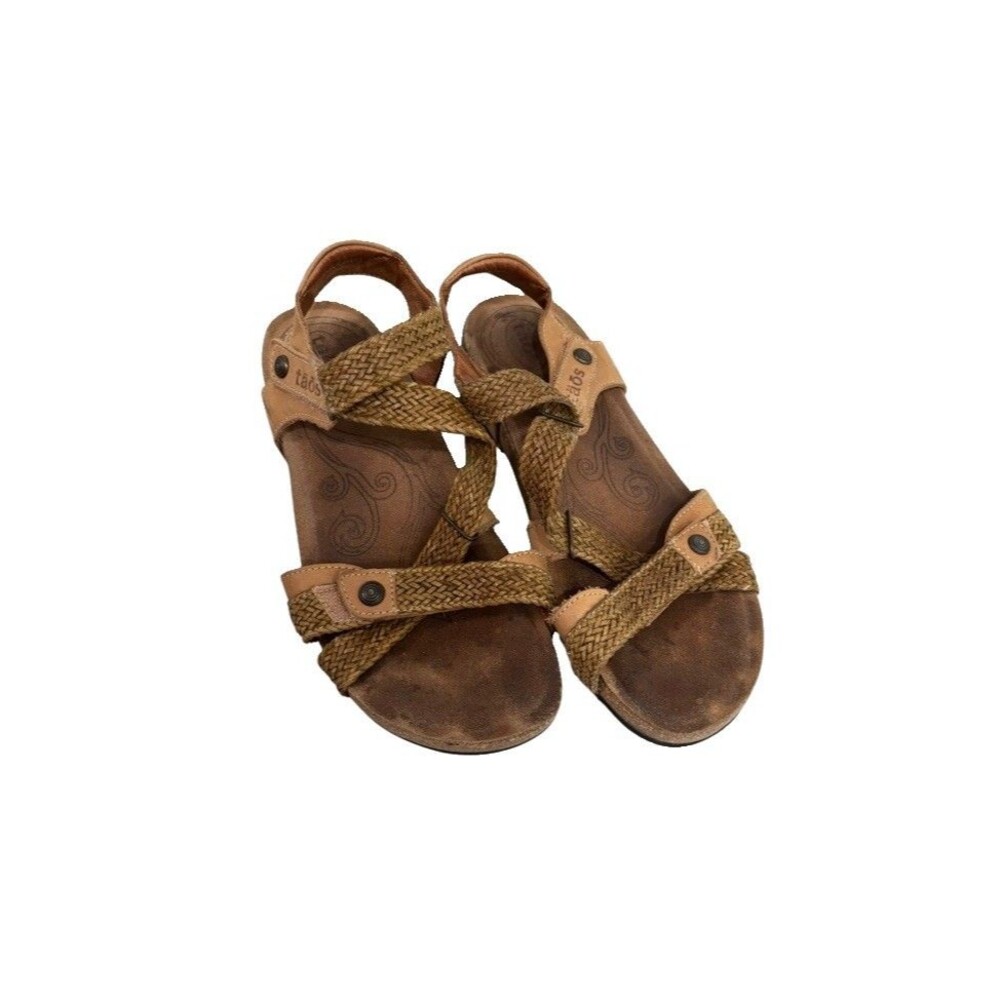 Taos Trulie Leather Comfort Wedge Walk Sandals Taos Shoes Spain Size 8.5